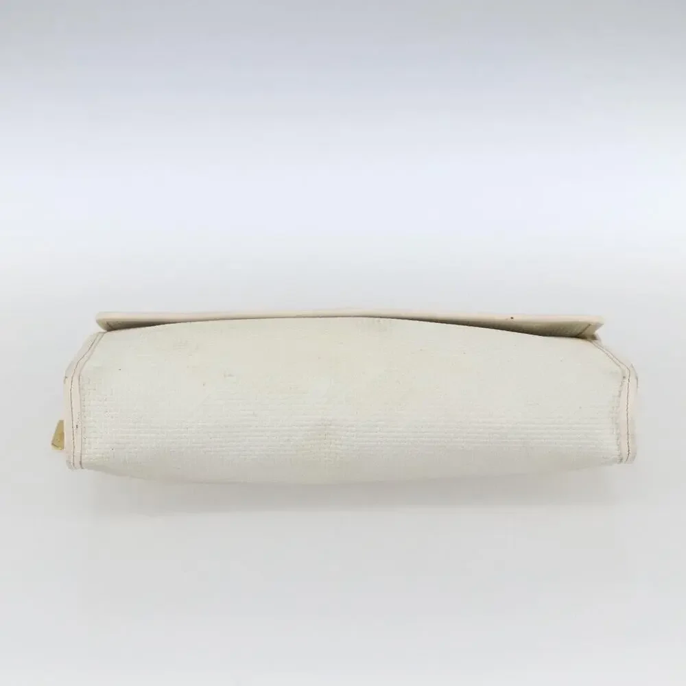 Saint Laurent Coated Canvas Clutch Bag White Gold